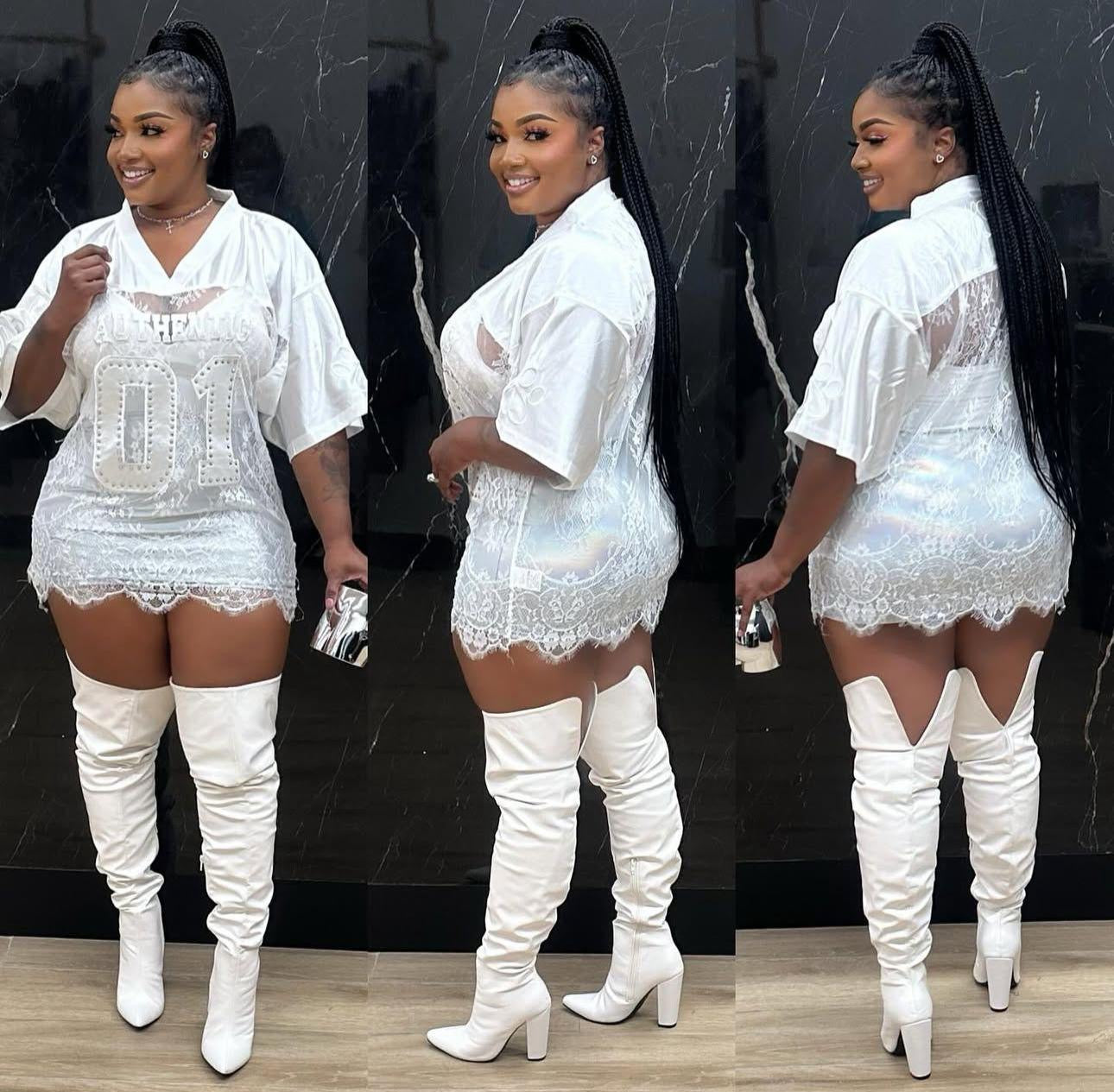 Lace Rhinestone Jersey Top