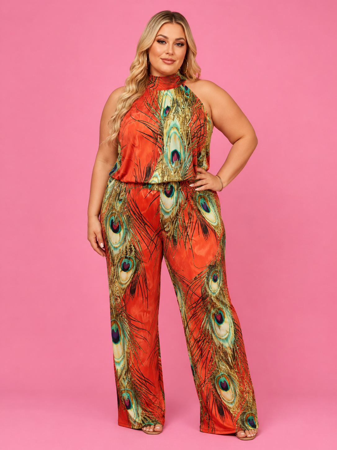 Orange Peacock Dreams Jumpsuit