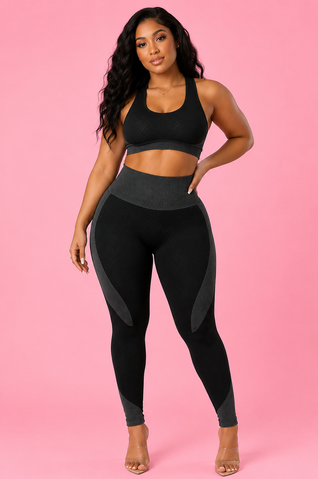 Sports Bra & Legging Ribbed Workout Set