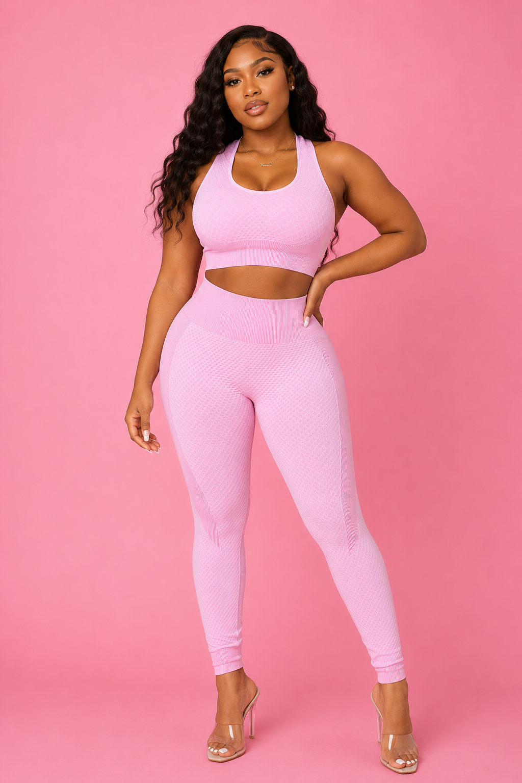 Sports Bra & Legging Ribbed Workout Set
