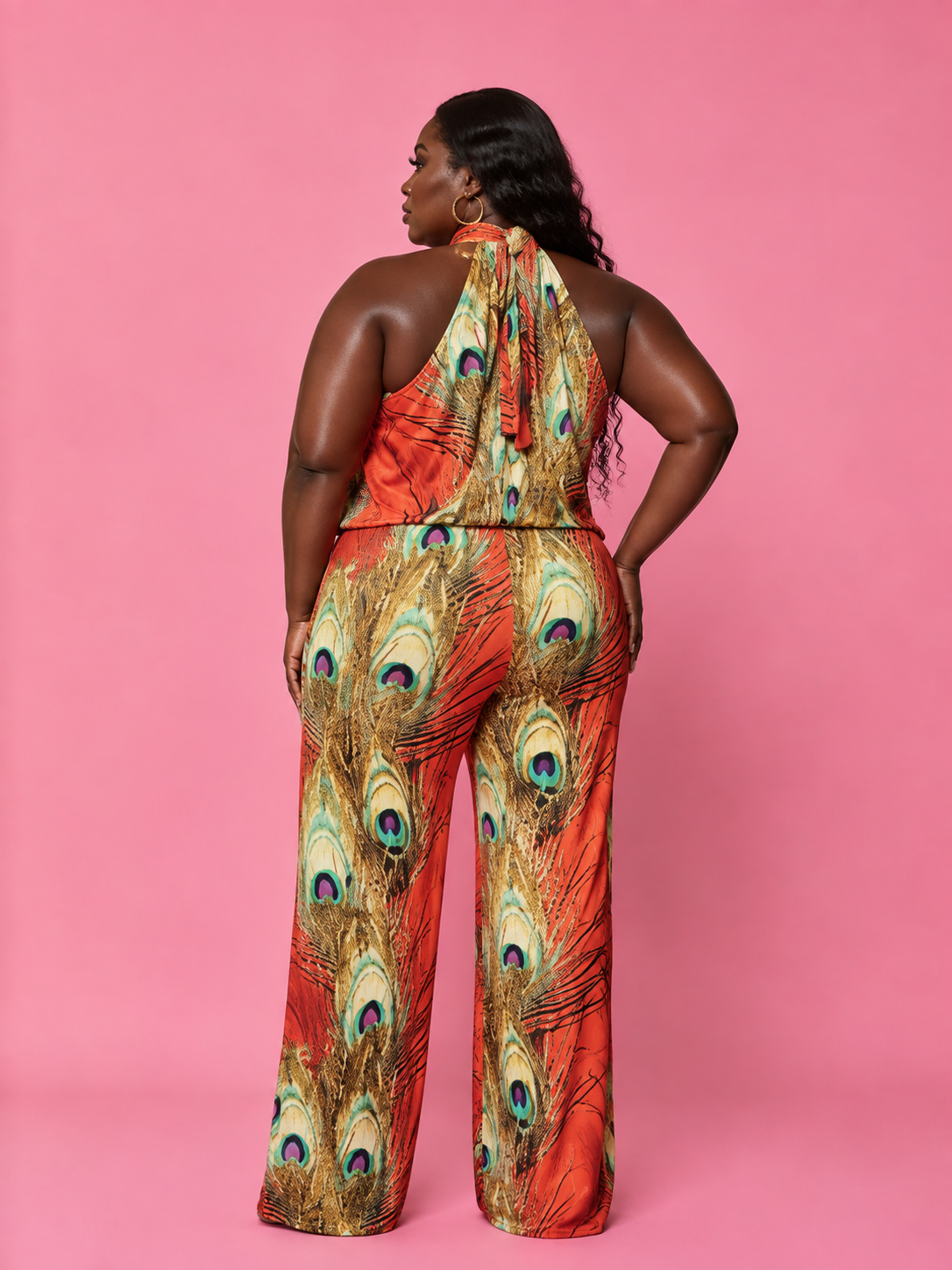 Orange Peacock Dreams Jumpsuit