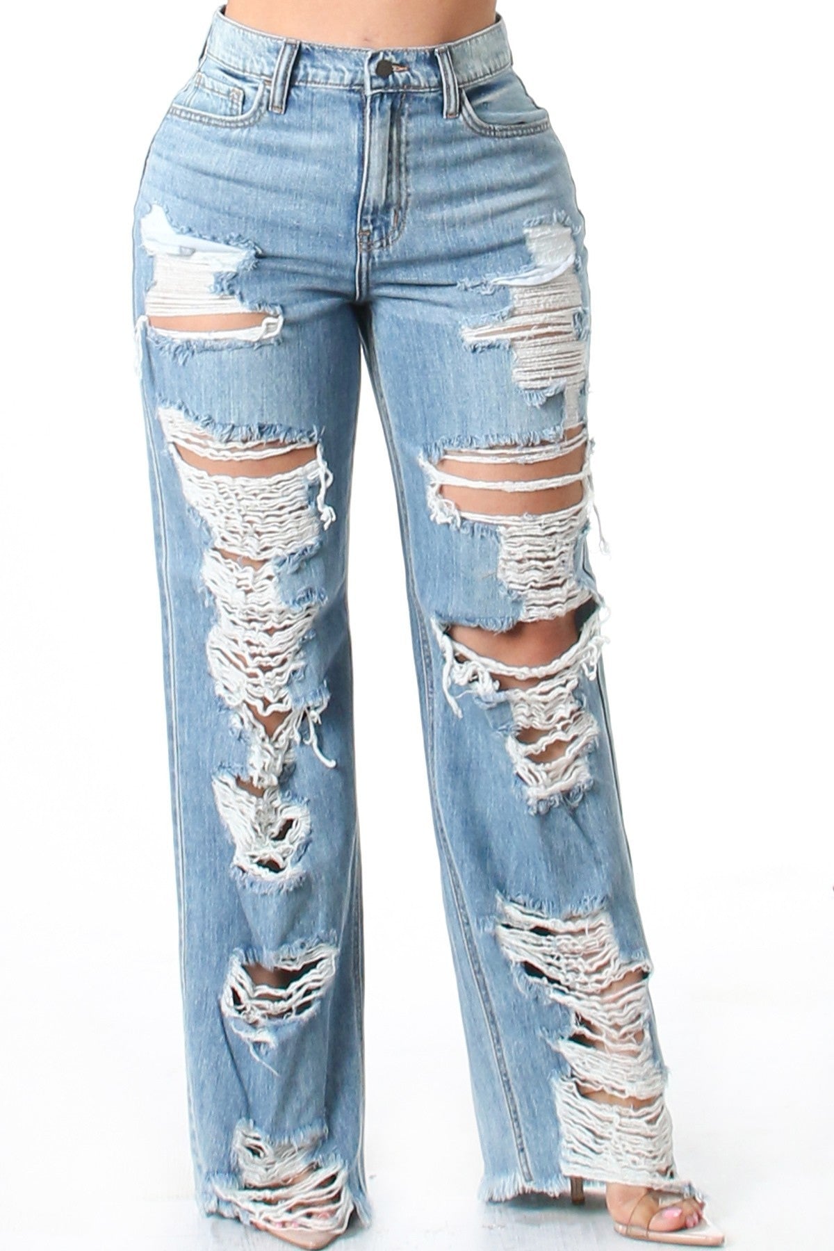 Ripped Denim Boyfriend Jeans