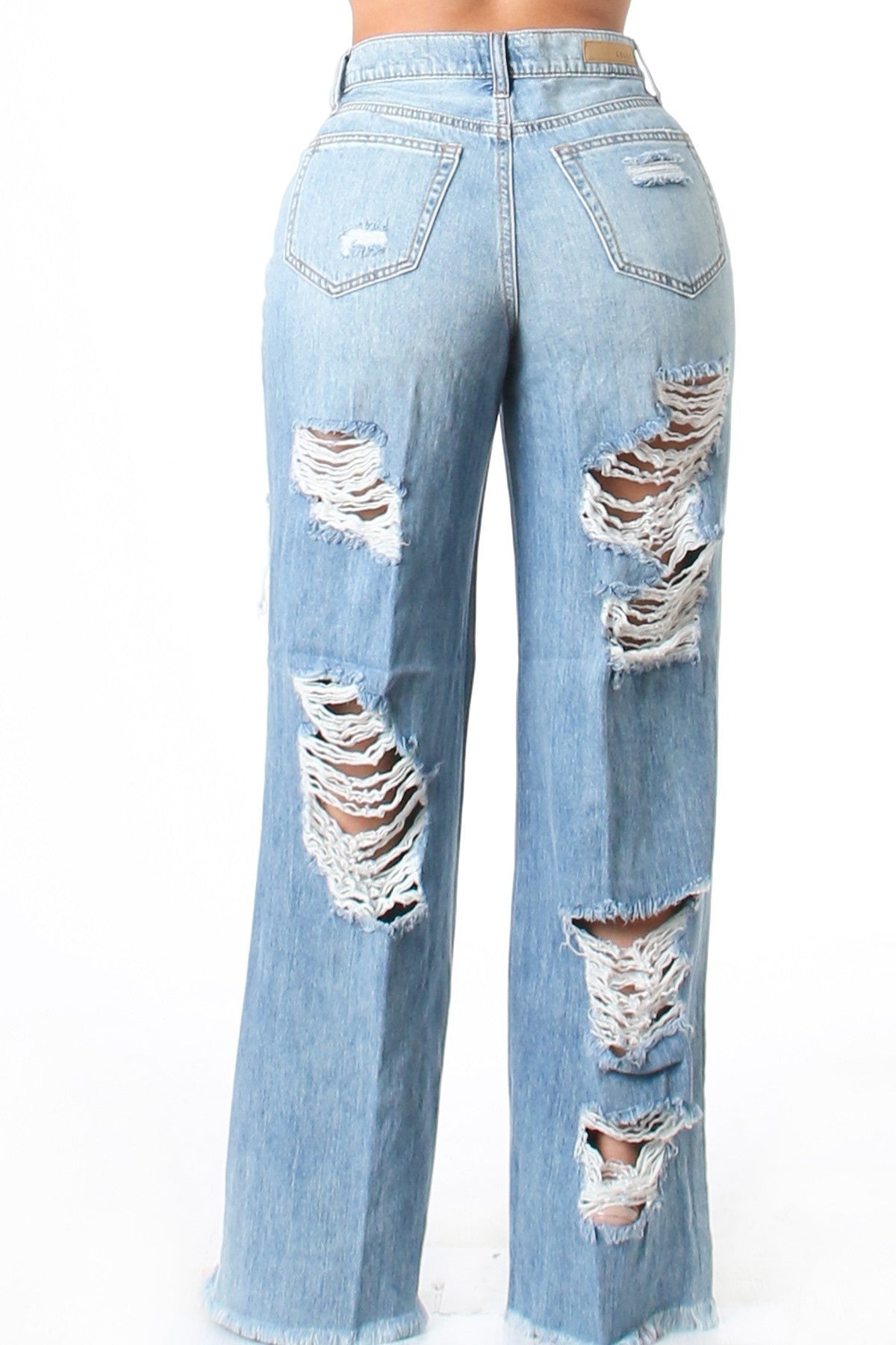 Ripped Denim Boyfriend Jeans