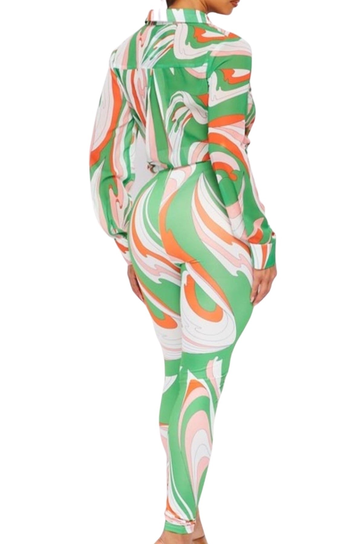 Spiral Colored 2-Piece Pants Set