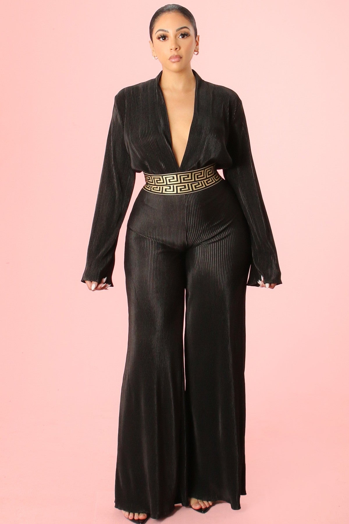Black Long Sleeve 2-Piece Pants Set