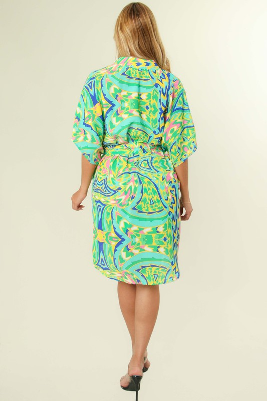 MULTI PATTERN CARDIGAN AND SHORTS SET