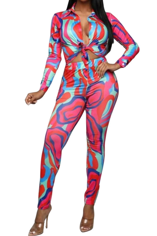 Water-colored 2-Piece Pants Set