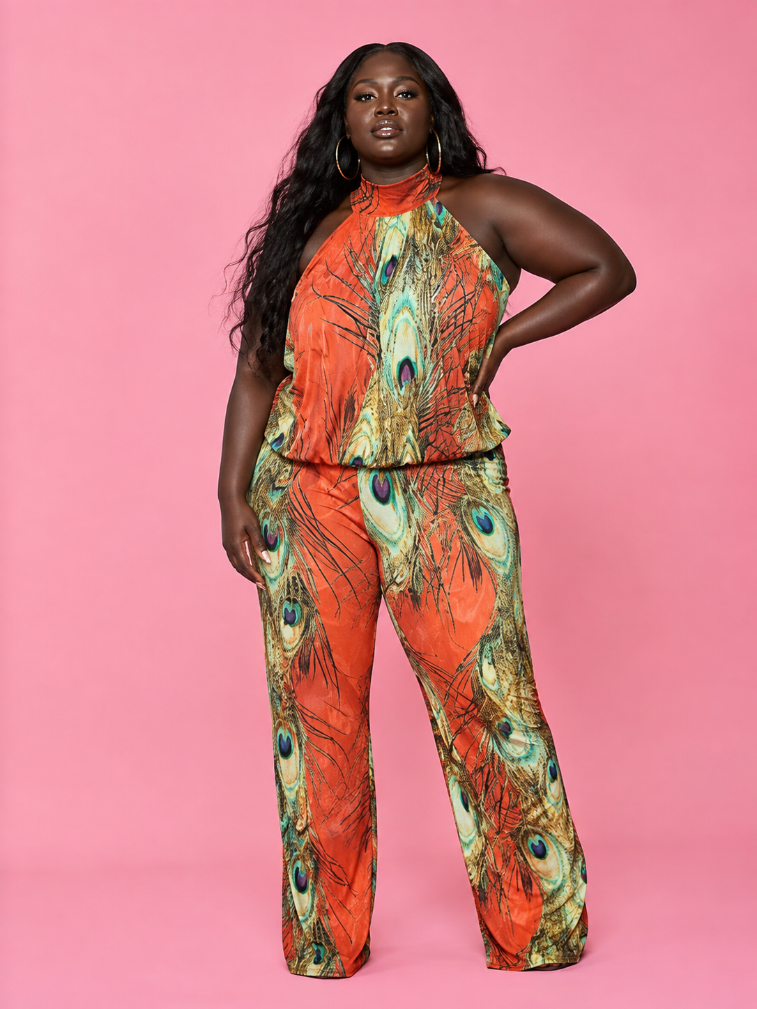 Orange Peacock Dreams Jumpsuit