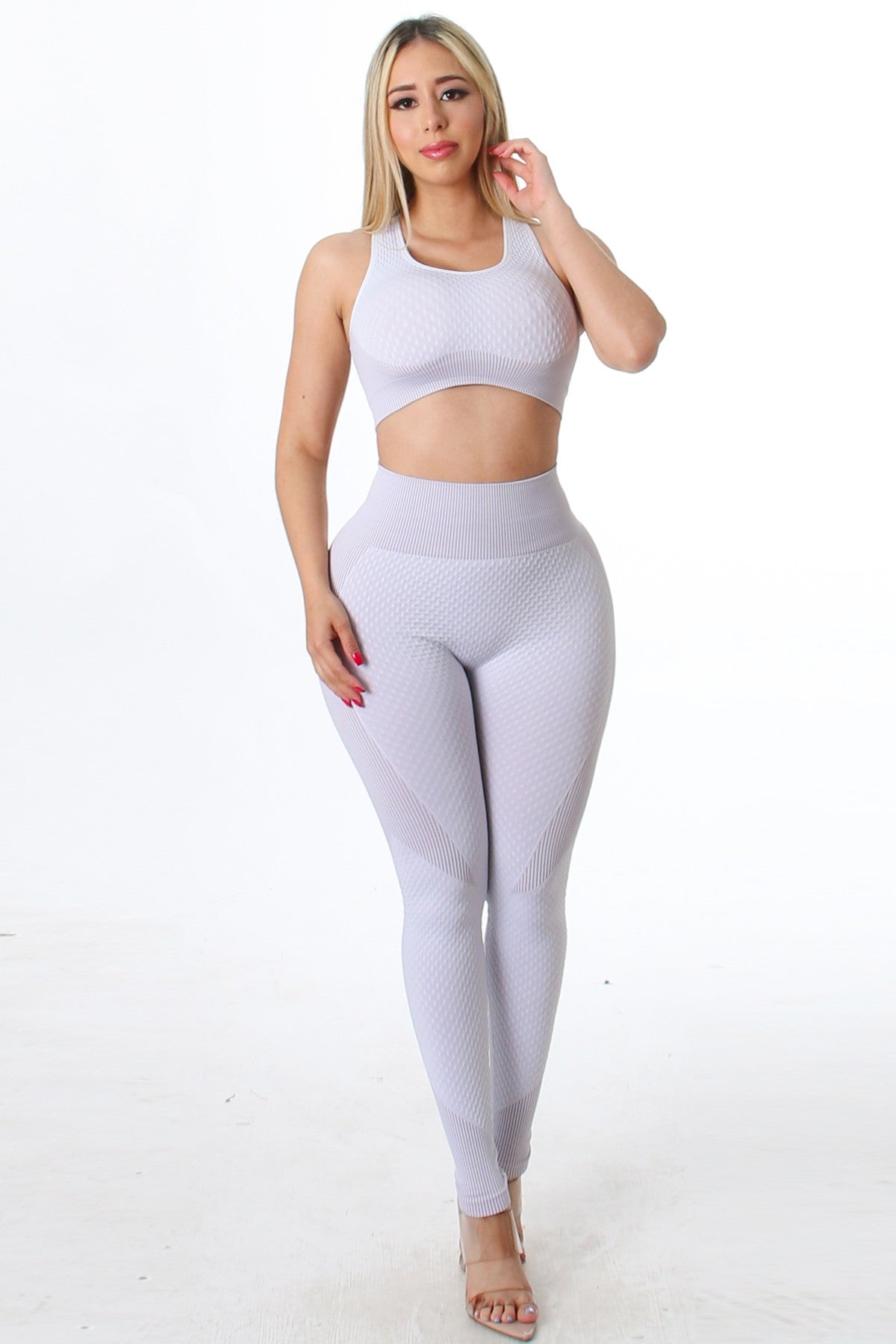 Sports Bra & Legging Ribbed Workout Set